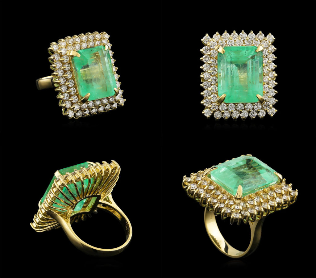 A Green beryl ring in a yellow gold setting