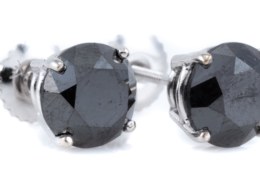 SOLITAIRE BLACK DIAMOND STUD EARRINGS on INVALUABLE AUCTION SITE