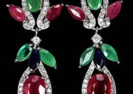 Rubies, Emeralds & Sapphires Earrings & Pendant. Seller TrulyVenusian on Etsy. Are these gemstones natural or not?