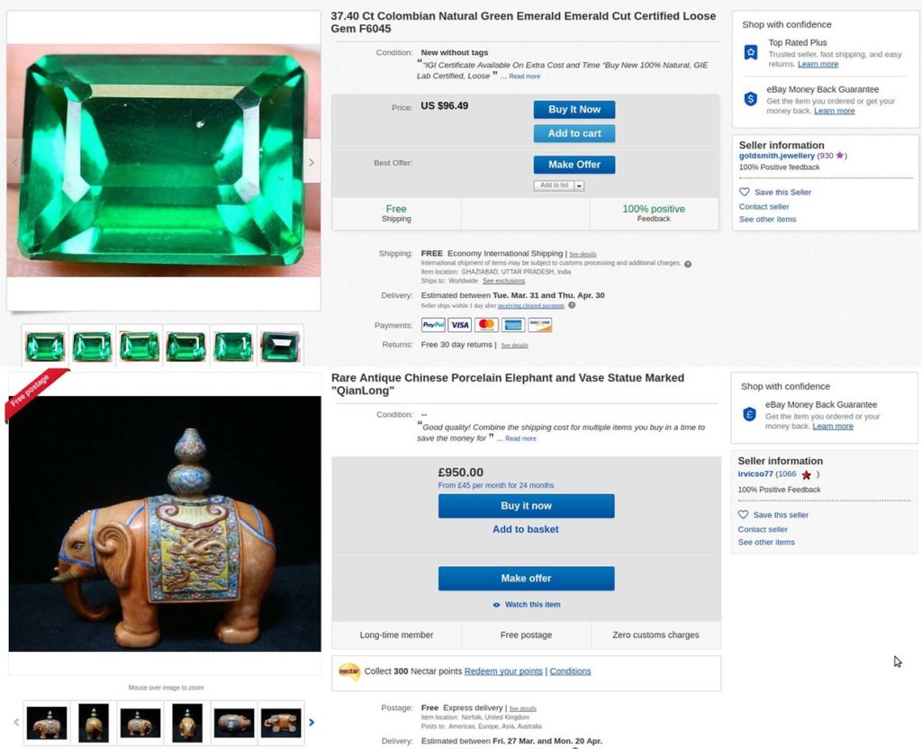 Notorious sellers of fakes with a 100% positive feedback score. eBay