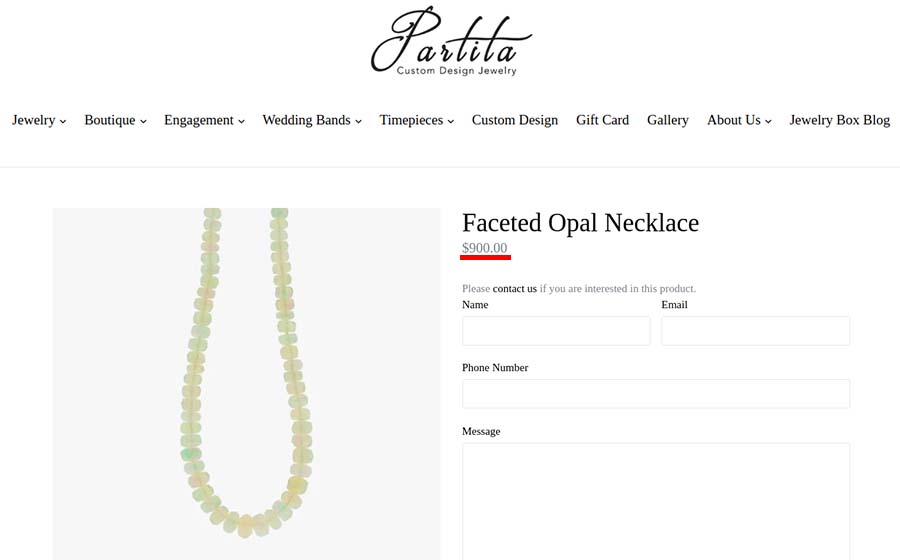 Opal necklace at Partita Jewelry