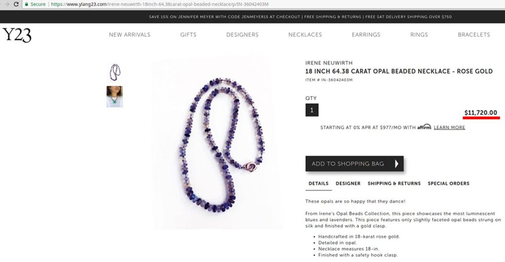 Opal bead necklace at ylang23.com