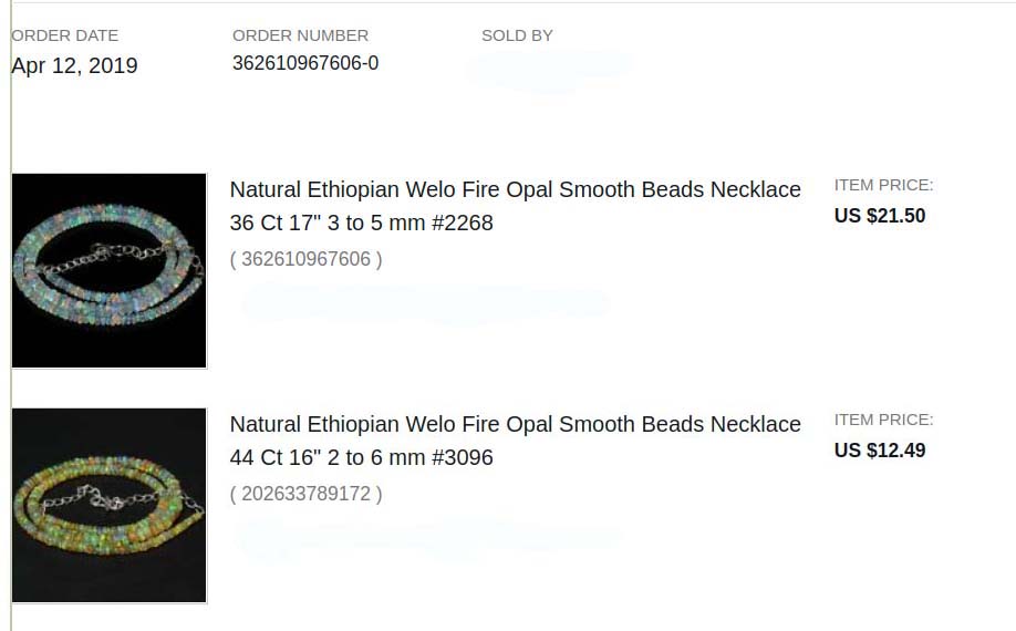 Welo opal necklaces at eBay