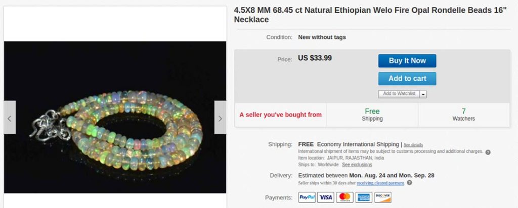 Ethiopian Welo opals at eBay