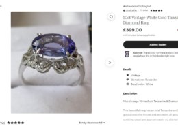 Tanzanite ring on Etsy – is the price a fair one